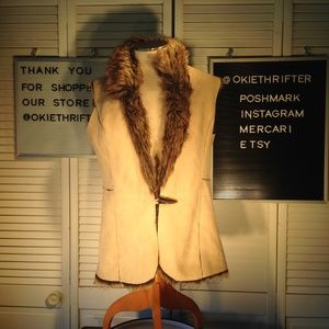 Reversible Suede and  Faux Fur Women's Vest  Size